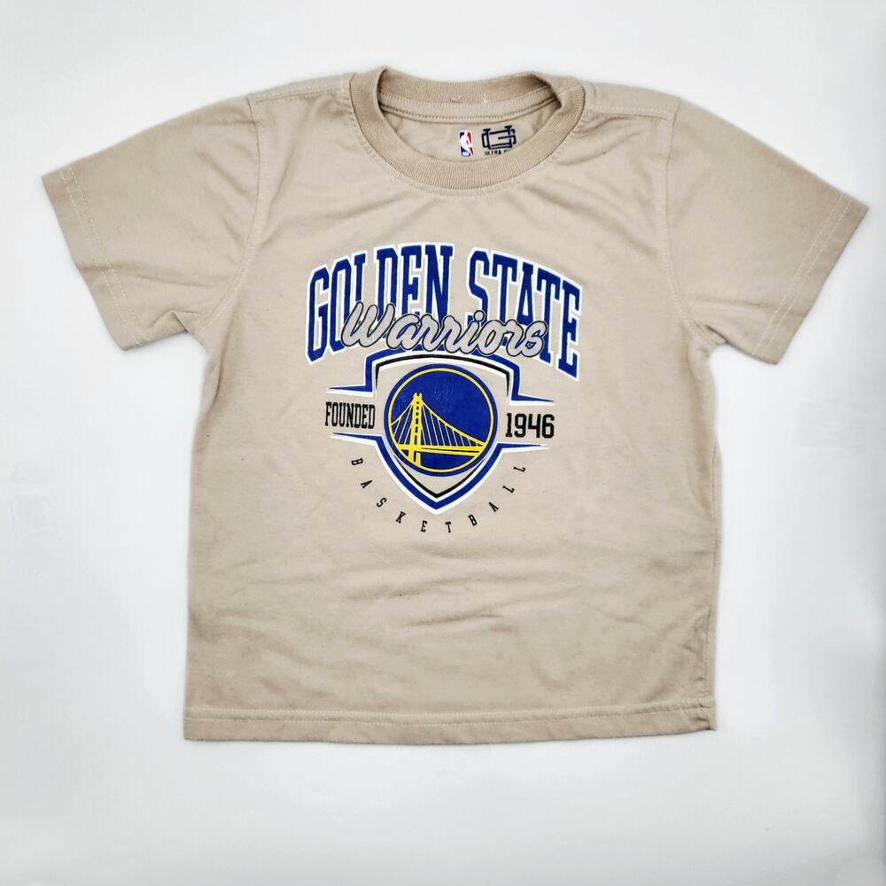 NBA Ultra Game Golden State Warriors Beige Graphic T Shirt Kids Size 5/6